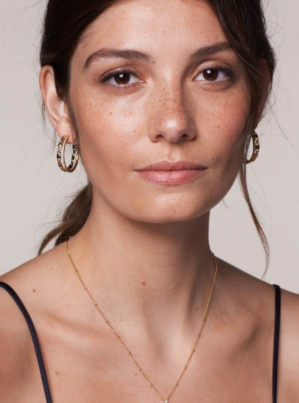 Damske Nausnice Michael Kors Precious Metal-Plated Sterling Silver Mercer Link Pavé Halo Hoops Ruzove Zlate - Šperky Michael Kors Obchod | IYKBC-6158